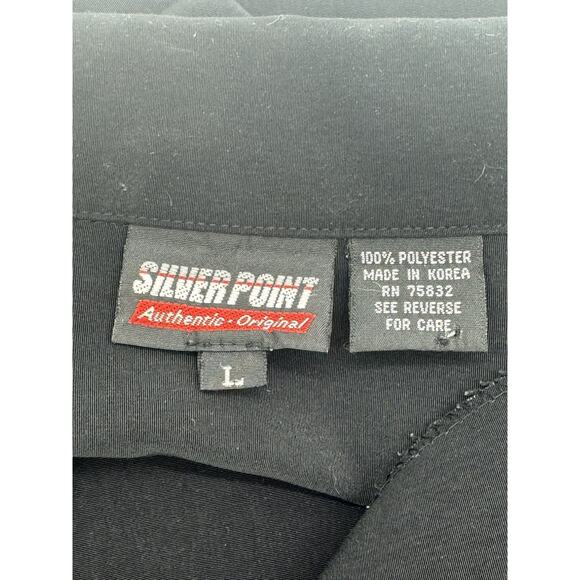 Y2K Men’s Silver Point Barb Wire Button Up Shirt L Pool Bowling Shirt - Picture 5 of 5